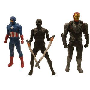 Marvel Action Figures Set Of 3 - Captain America Iron Man & Spiderman 6" Collect